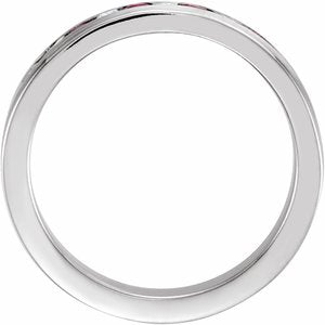 14K White 1/10 CTW Natural Diamond & Natural Ruby Anniversary Band-Round