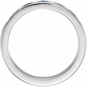 14K White 1/8 CTW Natural Diamond & Natural Blue Sapphire Anniversary Band-Round