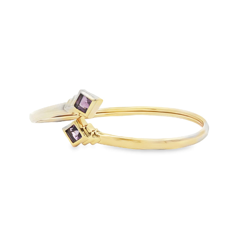 Square Step Cut Amethyst flex Bangle in 14ktYellow Goldvt