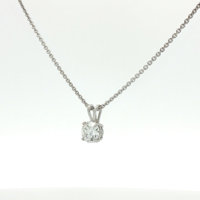 Classic 1ct Round Brilliant Cut Diamond Pendant Necklace in white Gold