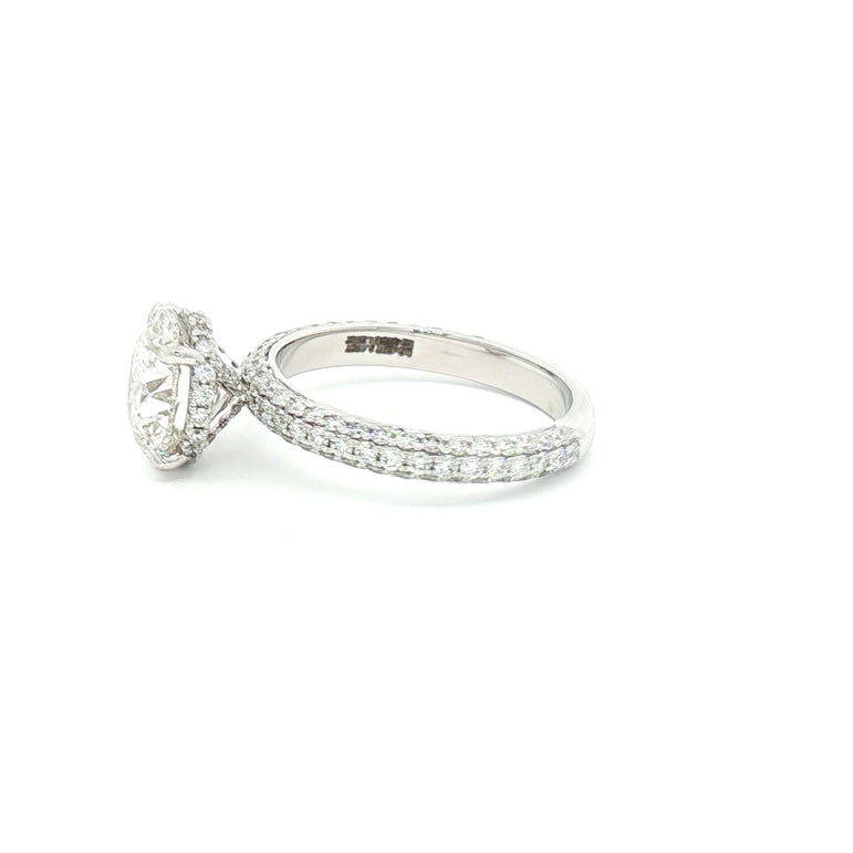 Platinum Multistone Ring with Round Cut Diamond