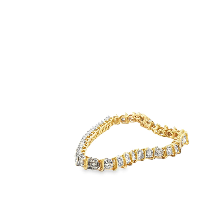 S Link 2.5cttw Round Brilliant Diamond Tennis Bracelet in 14K Yellow Gold