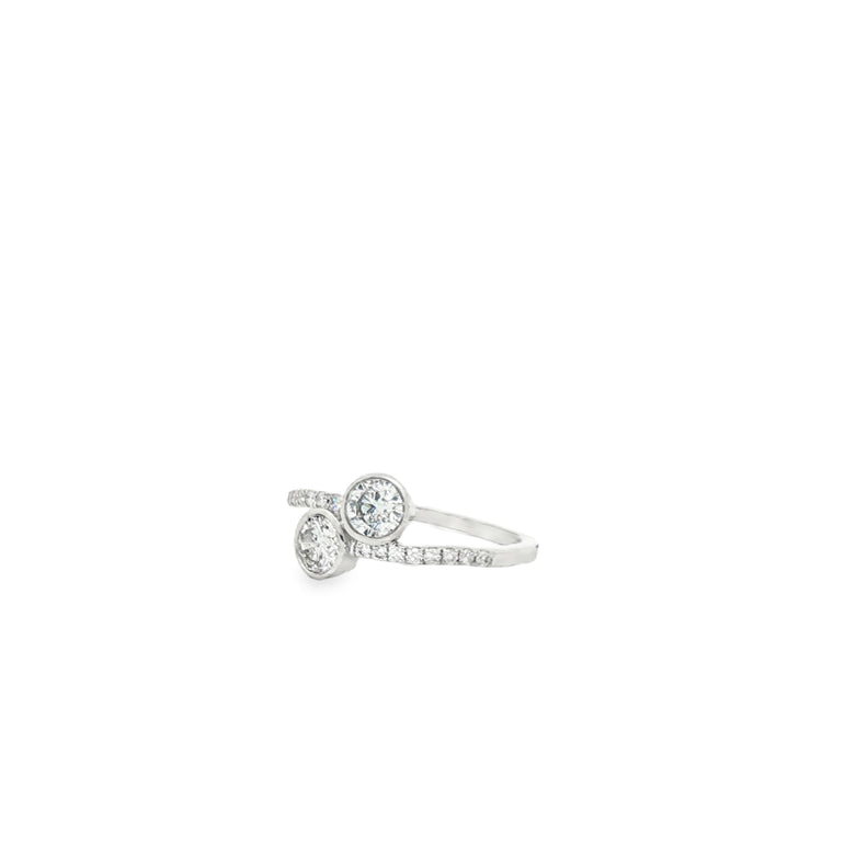 2 stone bezel set natural diamond ring