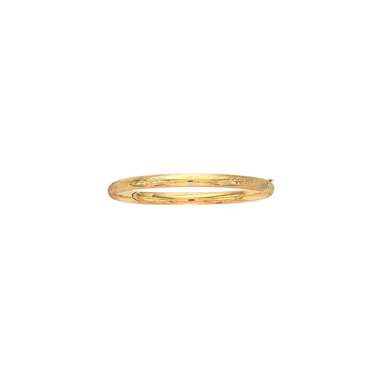 10K Gold Diamond Cut Bangle-Yellow | Box