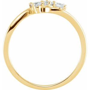 14K Yellow 1/4 CTW Lab-Grown Diamond Three-Stone Ring-Round-2.8 Mm
