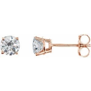 14K Rose 1/2 CTW Natural Diamond Earrings-Pair-4Mm :: 1/2 Ctw