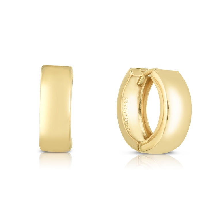 10K Gold Polished Huggie Earring-Yellow | Hinged