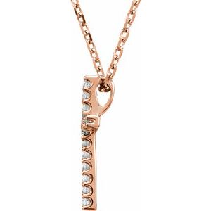 14K Rose .06 CTW Natural Diamond Petite Cross 16" Necklace-Natural Diamond-1Mm :: 0.06 Ctw
