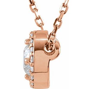 14K Rose 1/2 CTW Lab-Grown Diamond Halo-Style 16" Necklace-Lab-Grown Diamond-4.9Mm :: 1/2 Ctw
