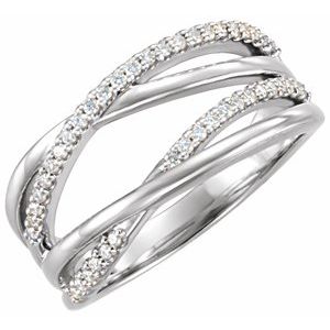 14K White 1/5 CTW Lab-Grown Diamond Criss-Cross Ring-Round-1.1 Mm