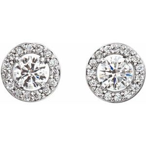 14K White 1/2 CTW Lab-Grown Diamond Halo-Style Earrings-4 Mm-14K White