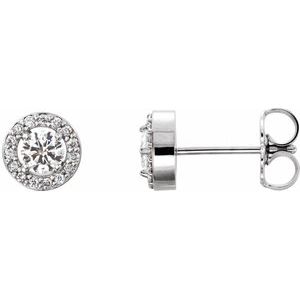 14K White 1/2 CTW Lab-Grown Diamond Halo-Style Earrings-4 Mm-14K White