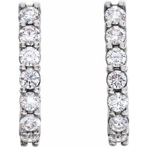14K White 3/4 CTW Lab-Grown Diamond J-Hoop Earrings-2.4 Mm-14K White
