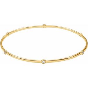 14K Yellow 1/4 CTW Natural Diamond Bezel-Set Bangle 8" Bracelet-Round-2.2 Mm
