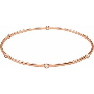14K Rose 1/4 CTW Natural Diamond Bezel-Set Bangle 8" Bracelet-Round-2.2 Mm