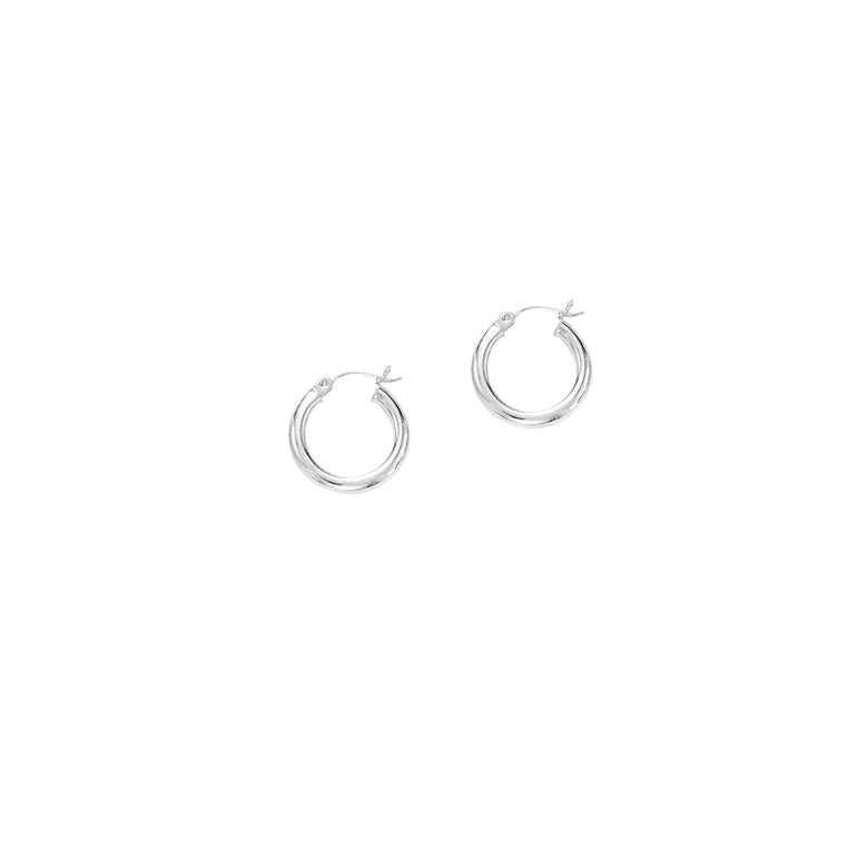 10K Gold 2x15mm Hoop Earring-White | Hinged