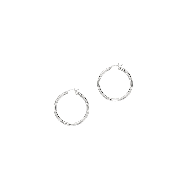10K Gold 2x25mm Hoop Earring-White | Hinged