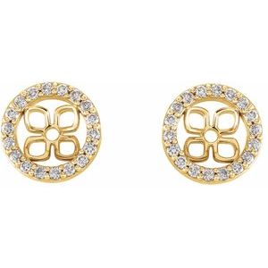 14K Yellow 8 mm ID 3/8 CTW NLab-Grown Diamond Earring Jackets-Polished-3/8 Ctw Lab Grown Diamond Earring Jackets For Pearl Studs