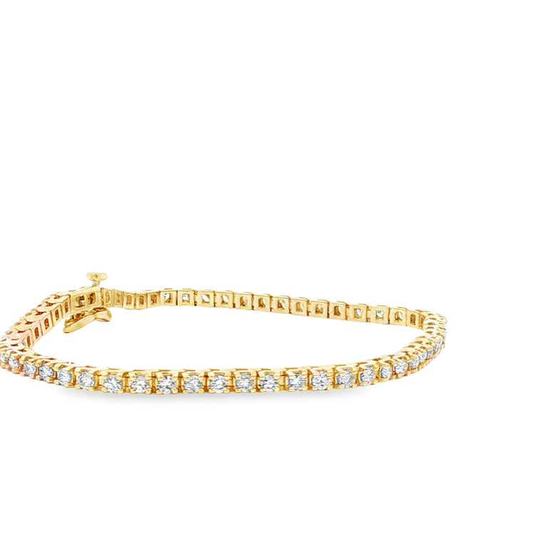 Classic Round 2.5cttw Brilliant natural Diamond Tennis Bracelet in 14k Yellow Gold