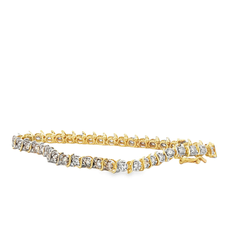 S Link 2.5cttw Round Brilliant Diamond Tennis Bracelet in 14K Yellow Gold
