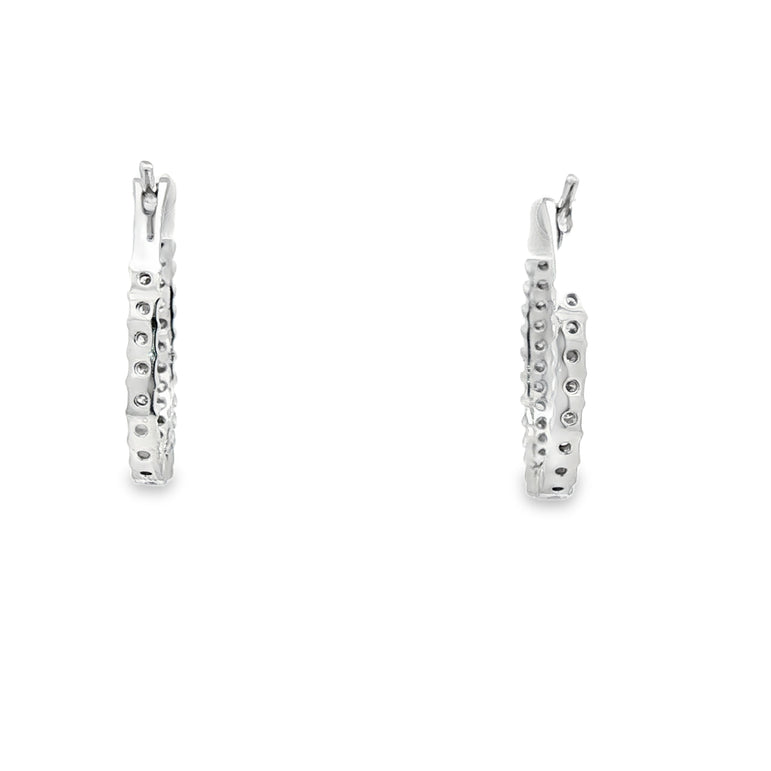 3cttw Classic Round Brilliant Natural Diamond Hoop Earrings in 18k White Gold