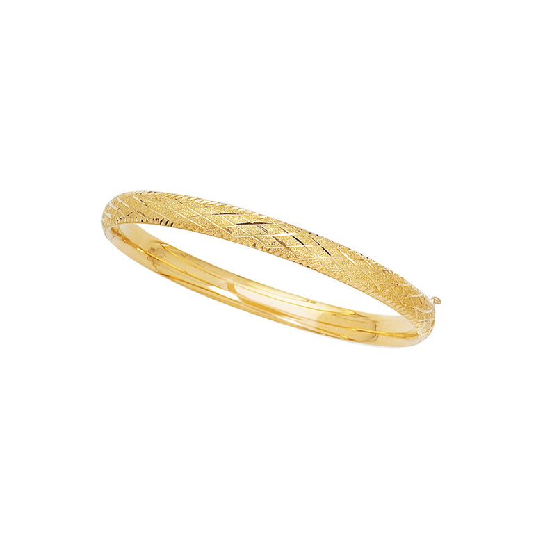 14K Gold Diamond Cut X Bangle-Yellow | Box
