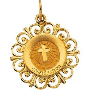 14K Yellow 18 mm Confirmation Medal-Polished