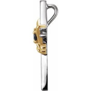 14K White/Yellow Natural Blue Sapphire Cross Pendant-Natural Blue Sapphire-2.5 Mm