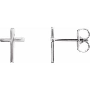 Sterling Silver 10 mm Cross Earrings-Friction Backs Included-Polished