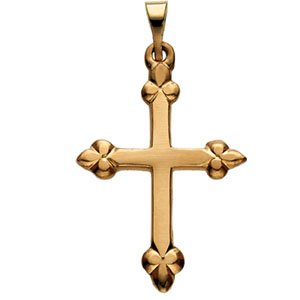 14K Yellow 21x16 mm Cross Pendant-Polished