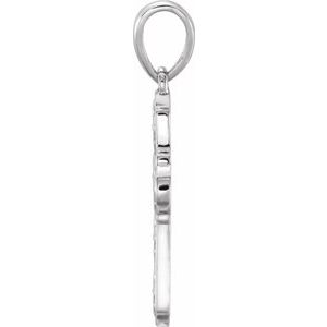 Platinum Ornate Floral-Inspired Cross Pendant-Polished