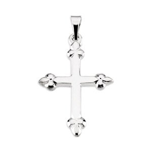 14K White 21x16 mm Cross Pendant-Polished
