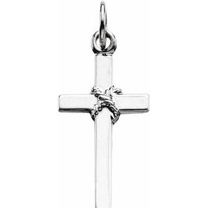 Platinum 16x9.5 mm Cross Pendant-Polished