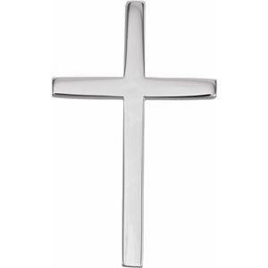 14K White 25.7x15.7 mm Cross Pendant-Polished