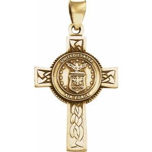 14K Yellow U.S. Air Force Cross Pendant-Polished