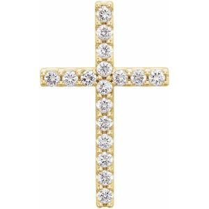 14K Yellow 1/4 CTW Natural Diamond Petite Cross Pendant-Natural Diamond-1.7Mm :: 1/4 Ctw