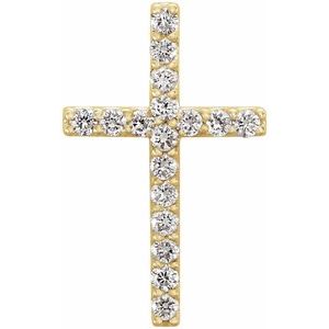 14K Yellow 1/6 CTW Natural Diamond Petite Cross Pendant-Natural Diamond-1.3Mm :: 1/6 Ctw