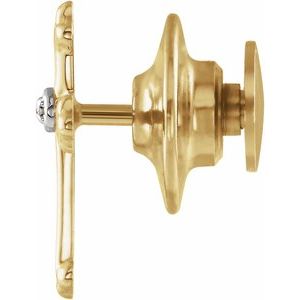 14K Yellow/White .005 CT Natural Diamond Cross Lapel Pin-Round-1Mm :: 0.005 Ctw