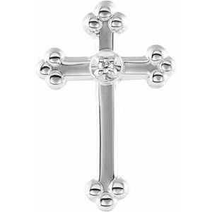 14K White .005 CT Natural Diamond Cross Lapel Pin-Round-1Mm :: 0.005 Ctw
