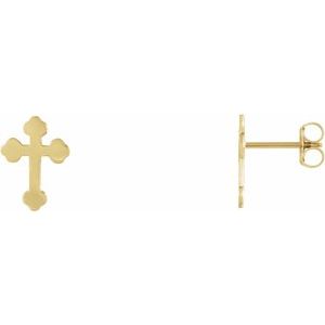 14K Yellow Cross Earrings-14K Yellow