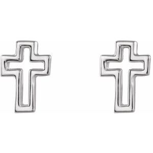 Sterling Silver Open Cross Earring-Friction Backs Included-Polished