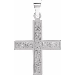 14K White 27.5x25 mm Greek Cross Pendant-Polished