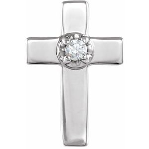 14K White .01 CT Natural Diamond Cross Lapel Pin-Round-1.3Mm :: 0.01 Ctw