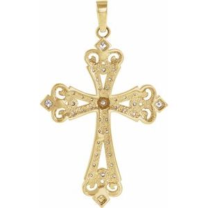 14K Yellow 5/8 CTW Natural Diamond Cross Pendant-Natural Diamond-2.2Mm :: 5/8 Ctw