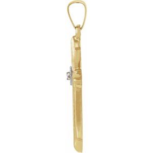 14K Yellow 22.5x15.5 mm .01 CT Natural Diamond Cross Pendant-Natural Diamond-1.3Mm :: 0.01 Ct