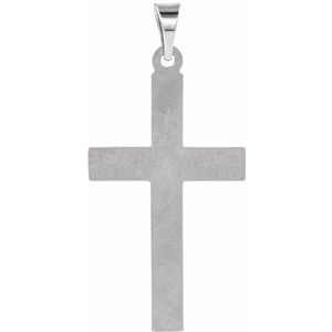 14K White 24x14 mm Cross Pendant-Polished