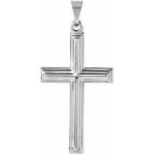 14K White 24x14 mm Cross Pendant-Polished