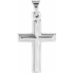 14K White 17x12 mm Cross Pendant-Polished