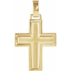 14K Yellow 22.5x18 mm Cross Pendant-Polished
