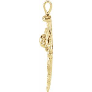 14K Yellow 26x18.25 mm Nail Design Cross Pendant-Polished
